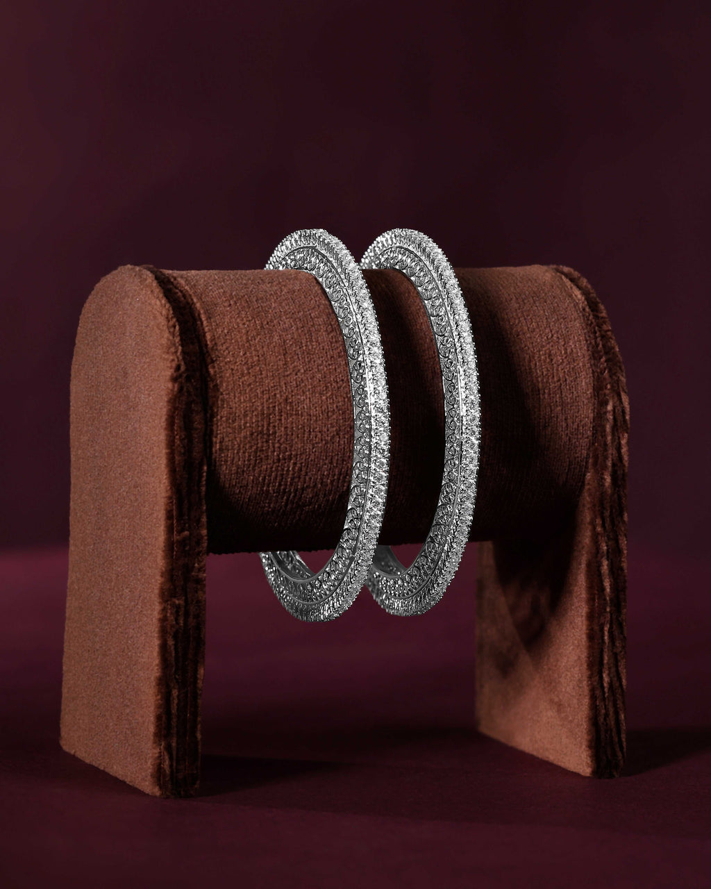Ethereal Sparkle 92.5 Silver Bangles by Tavya Jewellery - close-up detail