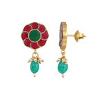 92.5 Silver Gold Plated Floral Earrings by Tavya Jewellery - full view