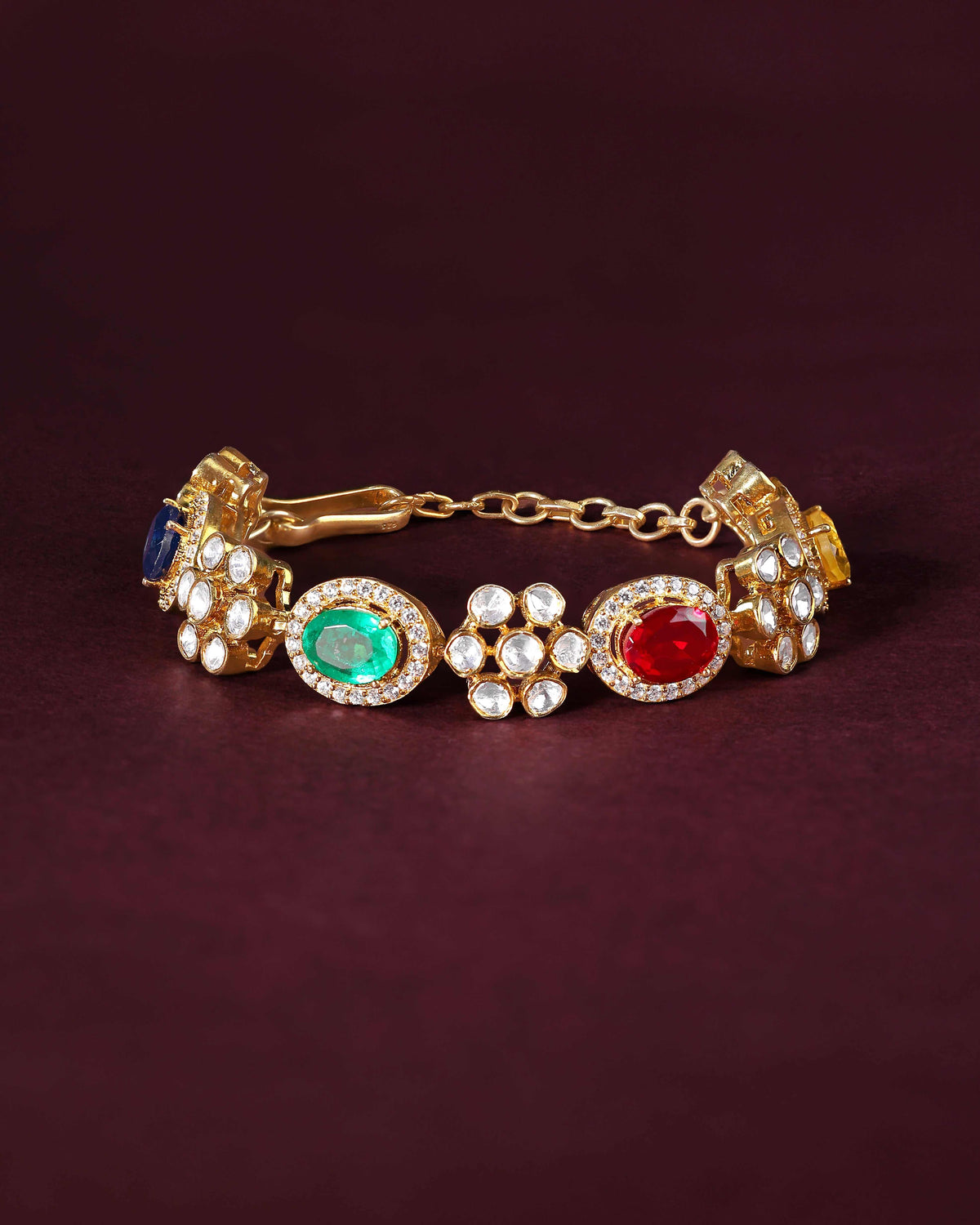 92.5 Silver Gold-Polished Floral Bracelet92.5 Silver