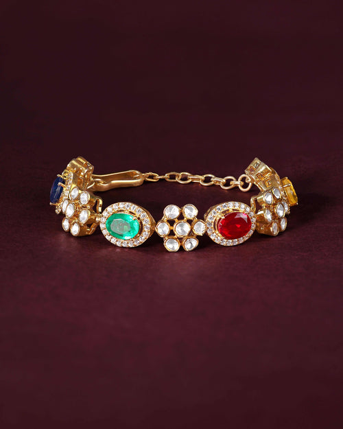 92.5 Silver Gold-Polished Floral Bracelet92.5 Silver