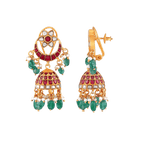 Antique Gold Plated 92.5 Silver Jhumka Chandbali EarringsAntique Gold Plated