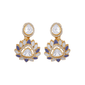Silver Gold-Plated Polki Pattern Floral Drop EarringsSilver Gold-Plated