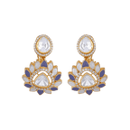 Silver Gold-Plated Polki Pattern Floral Drop EarringsSilver Gold-Plated