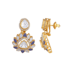 Silver Gold-Plated Polki Pattern Floral Drop EarringsSilver Gold-Plated