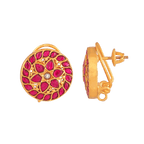 Kundan Pattern Stud Earrings in Gold-Toned 92.5 SilverKundan Pattern Stud Earrings