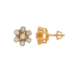 Royal Floral Polki Pattern Silver Stud EarringsRoyal Floral Polki Pattern