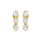 Silver Polki-Style CZ Triple Drop Stud EarringsSilver Polki-Style CZ