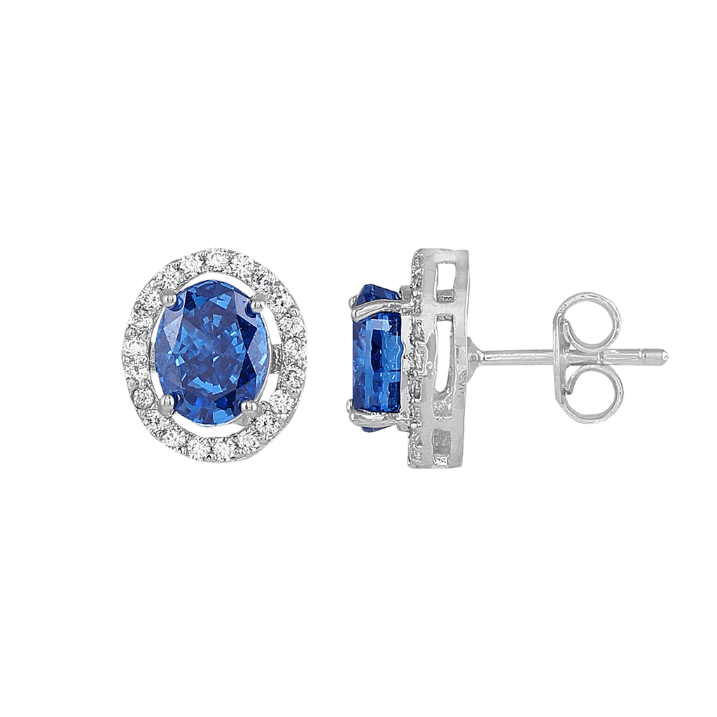 Royal Blue Sapphire-Inspired Silver StudsRoyal Blue Sapphire-Inspired