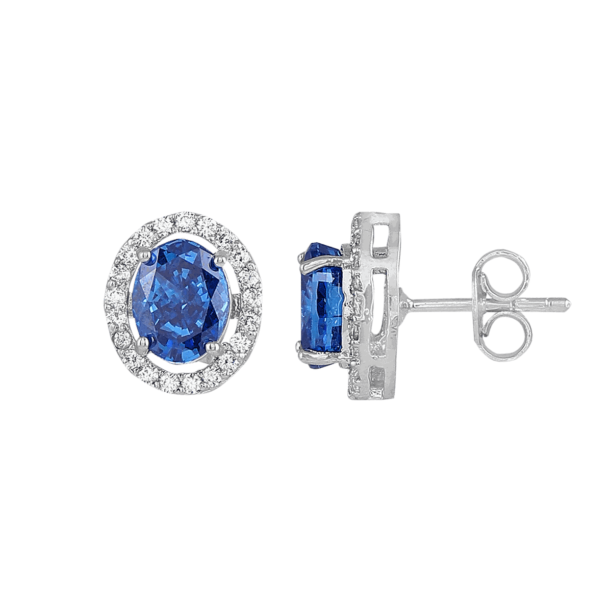 Royal Blue Sapphire-Inspired Silver StudsRoyal Blue Sapphire-Inspired