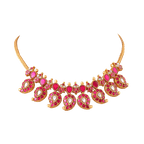 Silver Mango Necklace with Kundan PatternSilver Mango Necklace
