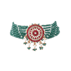 92.5 Silver Green Bead Choker92.5 Silver Green Bead Choker