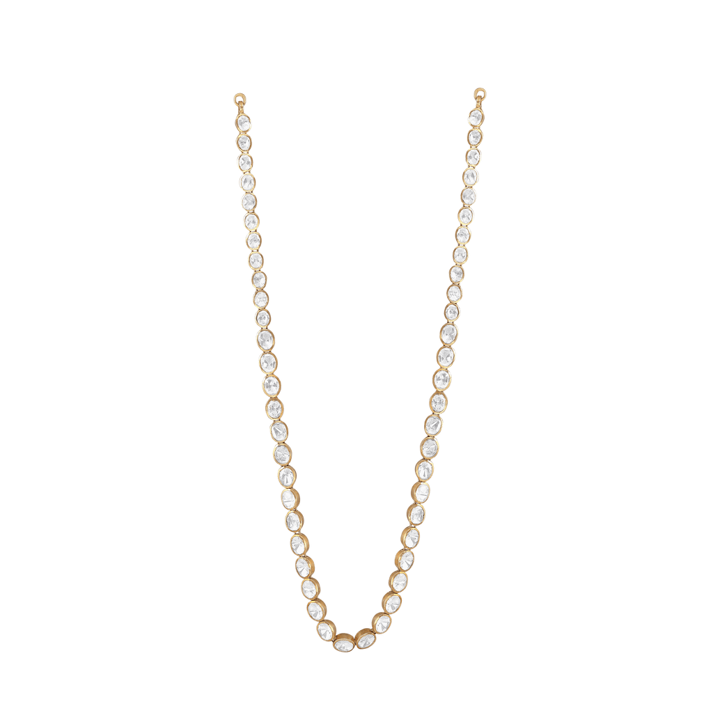 Silver Single Layer CZ Polki-Style NecklaceSilver Single Layer Necklace