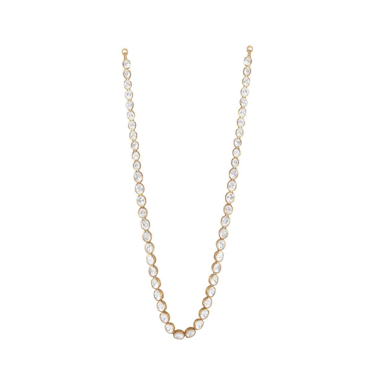 Silver Single Layer CZ Polki-Style NecklaceSilver Single Layer Necklace