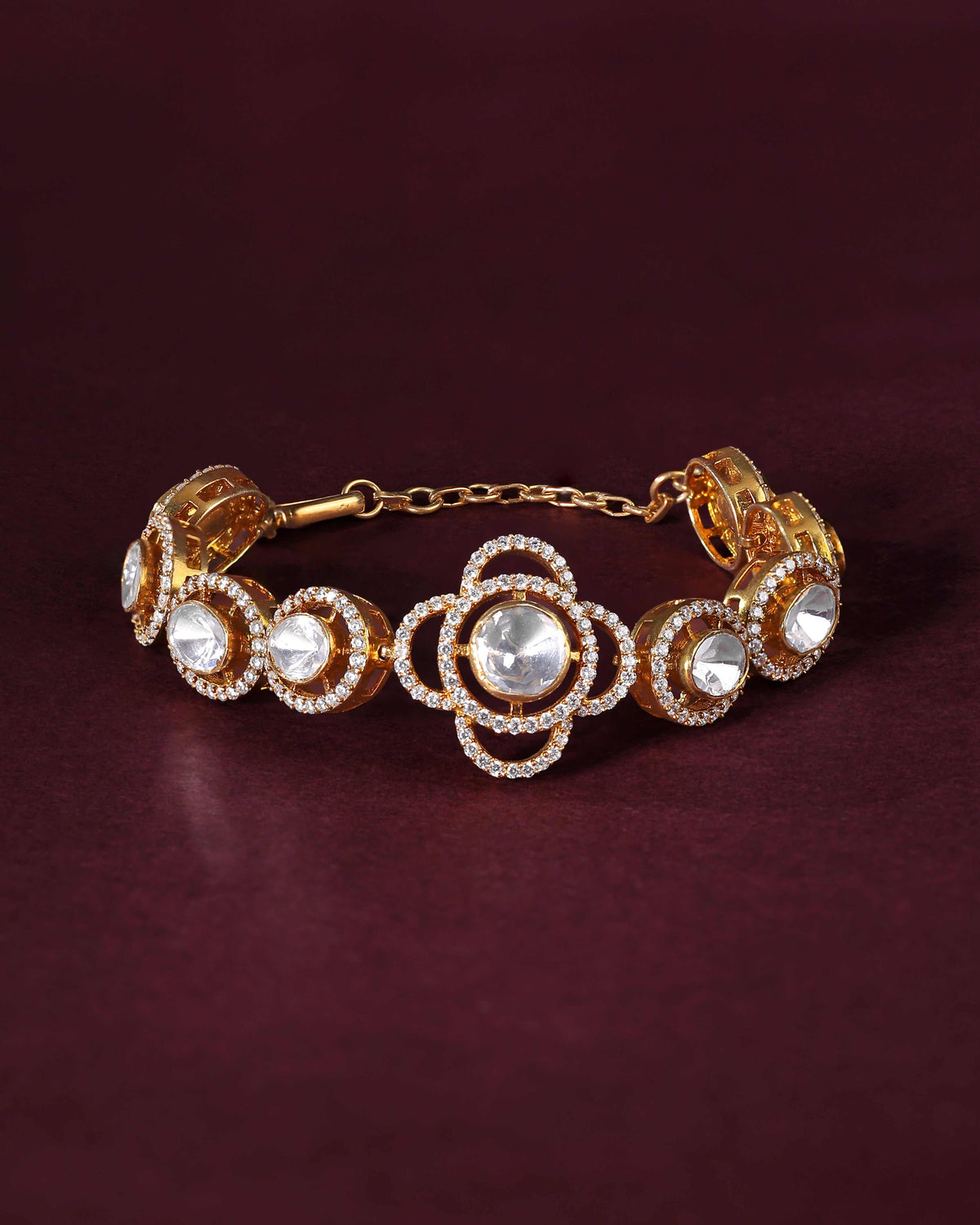 Vintage Polki-Style Floral BraceletVintage Polki-Style