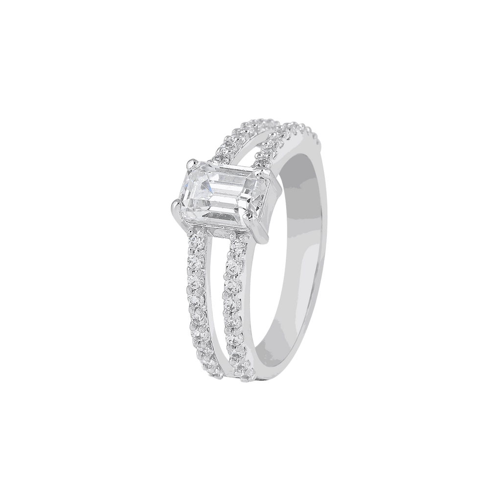 Sparkling CZ Double Band Ring in Pure 92.5 SilverSparkling CZ Double Band Ring