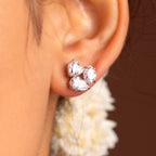 Celestial Trio Multi-Cut CZ Studs in Silver by Tavya Jewellery - side view