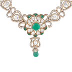 Silver Polki Pattern Short NecklaceSilver Polki Pattern