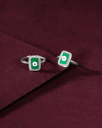 Silver Green Evil Eye Toe Ring SetSilver Green Evil Eye Toe Rings