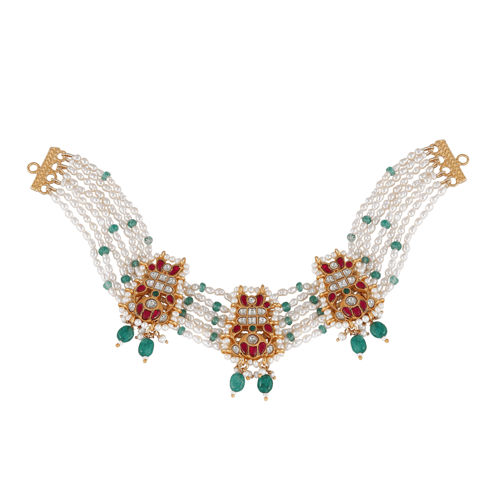 92.5 Silver Kundan Pattern Choker92.5 Silver Kundan