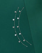 Silver Evil Eye Anklet Pair with Sparkling CZ Accents by Tavya Jewellery - close-up detail
