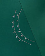 Silver Double Layer Evil Eye & CZ Leaf AnkletsSilver Double Layer Anklets