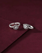 Oxidized Silver CZ Sunburst Toe RingsOxidized Silver CZ Sunburst Toe Rings