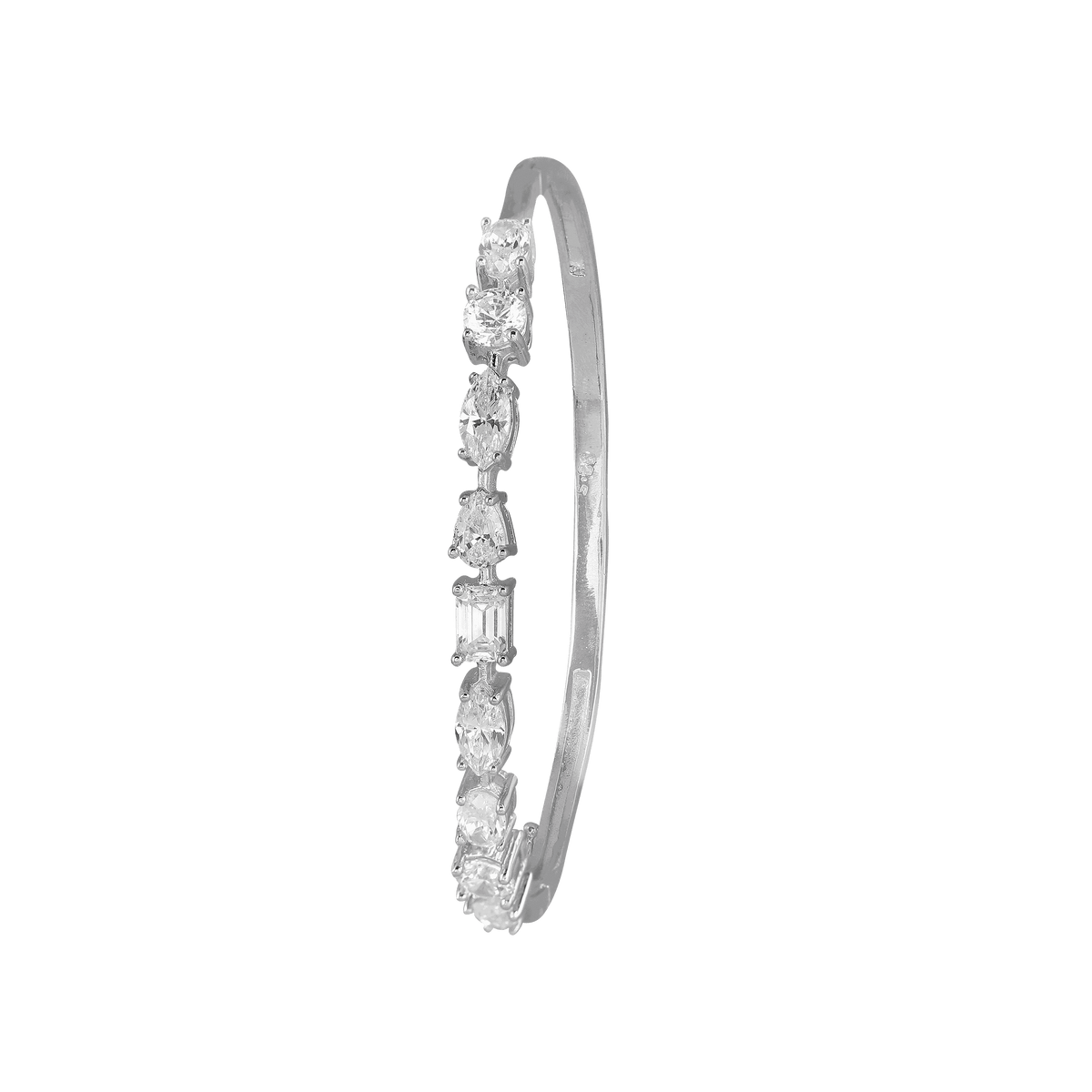 Statement Multi-Cut CZ Tennis Bracelet featuring multi-shaped clear cubic zirconia set in polished 92.5 sterling silver band