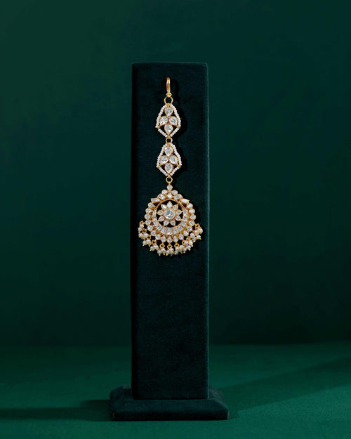 92.5 Silver Polki Pattern Maang Tikka92.5 Silver Polki Pattern