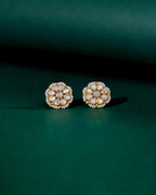 Silver Stud Earrings With Polki PatternSilver Stud Earrings