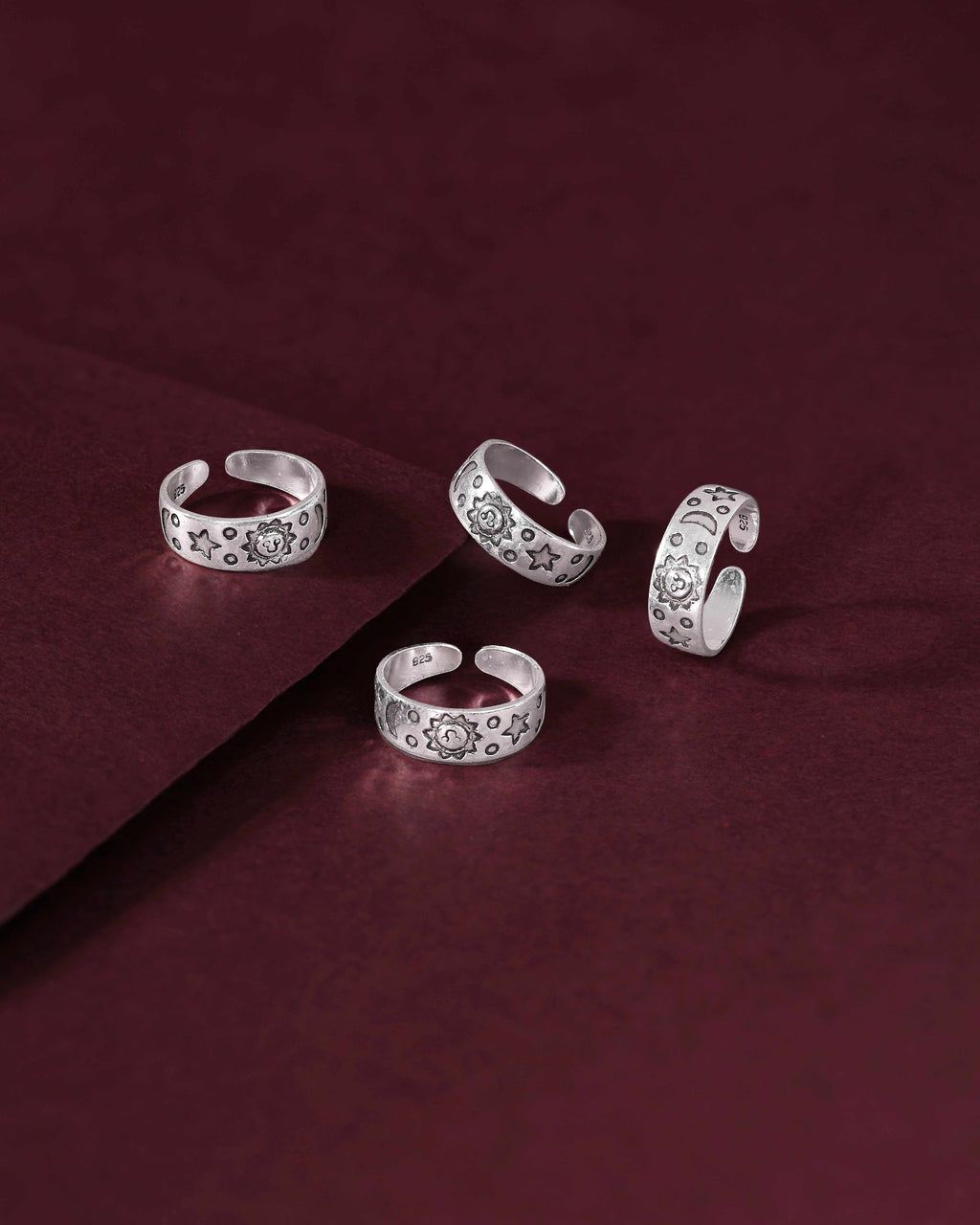 Sun & Moon Oxidized Silver Toe RingSun & Moon Oxidized Silver Toe Ring