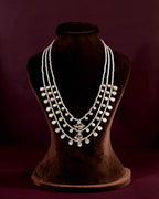Triple-Layered 92.5 Silver Polki Haram with Seed Pearl AccentsTriple-Layered 92.5 Silver