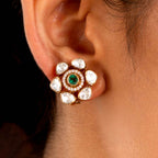 Silver Floral Studs with Gold PolishSilver Floral Studs