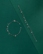 Silver Heart & Thunder Charm Anklet Set by Tavya Jewellery - close-up detail