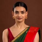 Silver Chandbali Earrings by Tavya Jewellery - styled close-up