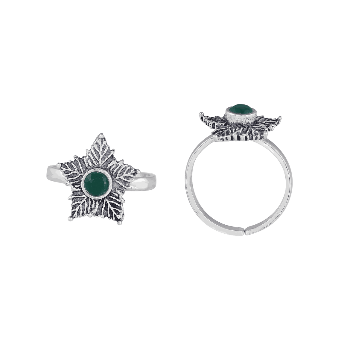 92.5 Silver Green Stone Toe Rings92.5 Silver Green Stone Toe Rings