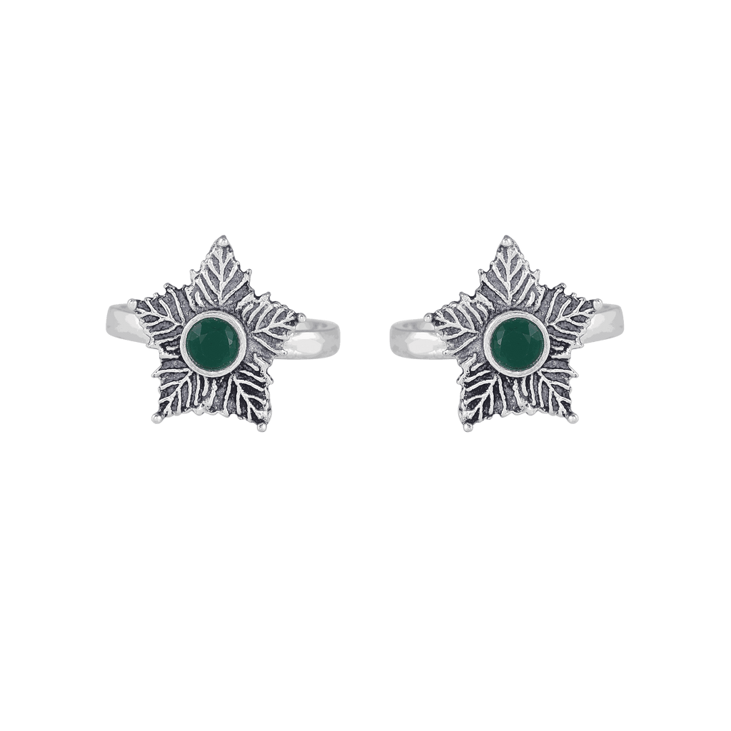 92.5 Silver Green Stone Toe Rings92.5 Silver Green Stone Toe Rings