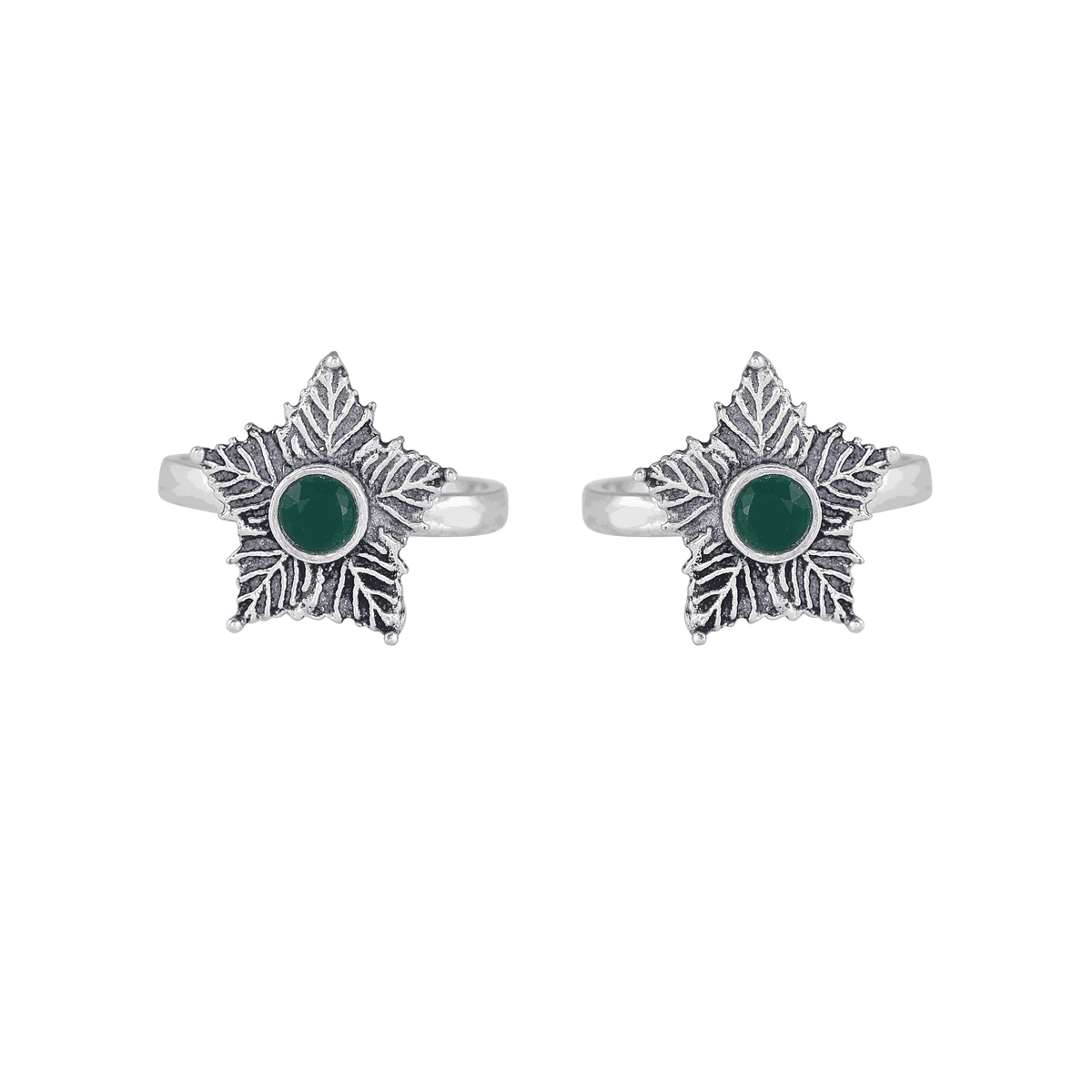 92.5 Silver Green Stone Toe Rings92.5 Silver Green Stone Toe Rings