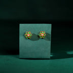 Silver Gold-Tone Flower Studs by Tavya Jewellery - close-up detail