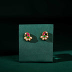Gold-Plated Silver Peacock Studs by Tavya Jewellery - close-up detail