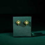Verdant Bloom Silver Floral Studs by Tavya Jewellery - close-up detail