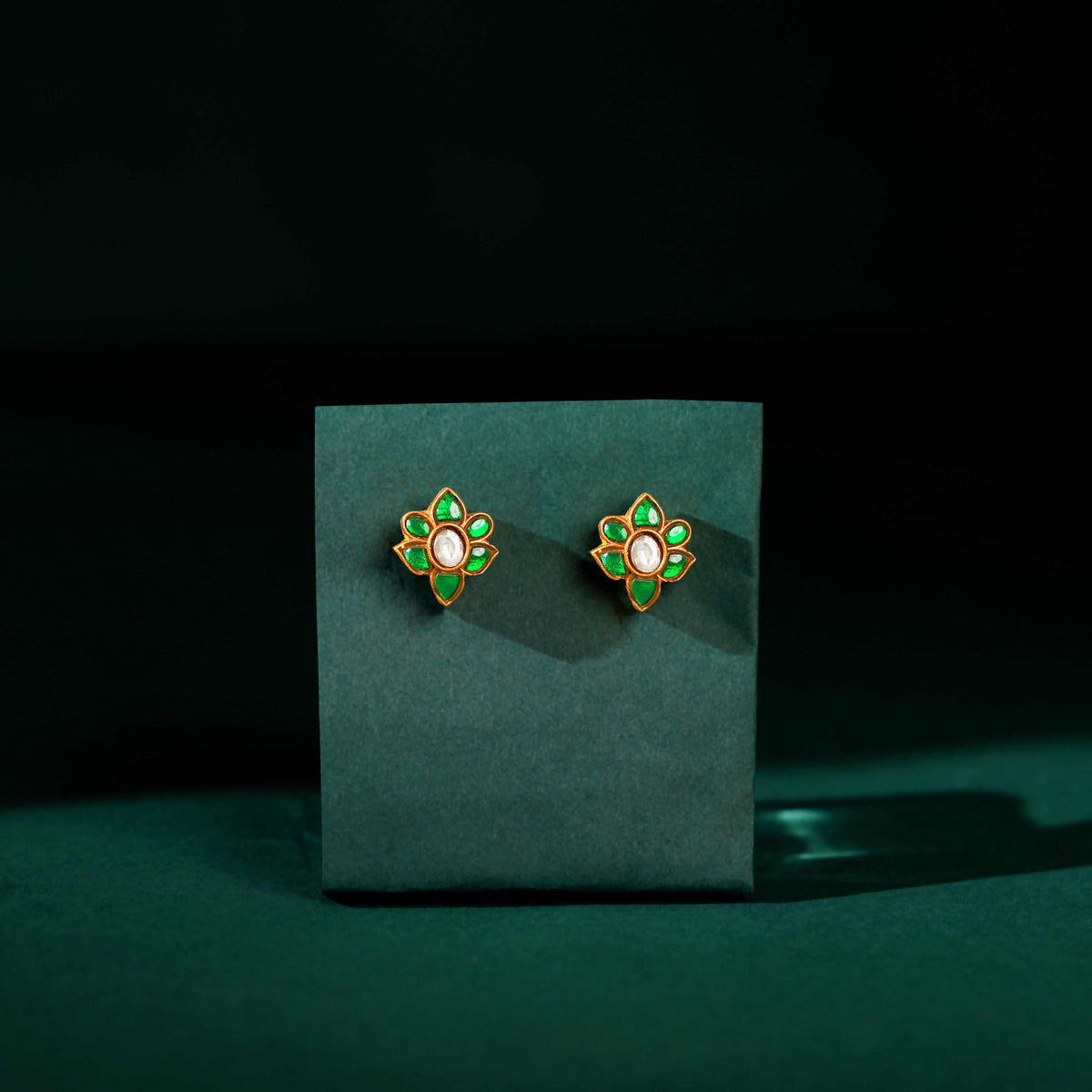 Verdant Bloom Silver Floral Studs by Tavya Jewellery - close-up detail