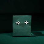 Sparkling Marquise Petal Floral Earrings in 92.5 Silver by Tavya Jewellery - close-up detail