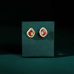 Crimson Glow Mango Pattern Silver Studs by Tavya Jewellery - close-up detail
