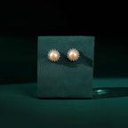 Celestial Bloom Pearl Stud Earrings (Sterling Silver Freshwater Pearls) by Tavya Jewellery - close-up detail