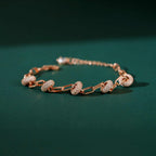 Silver Link Bracelet with Pave CZ Charms by Tavya Jewellery - close-up detail