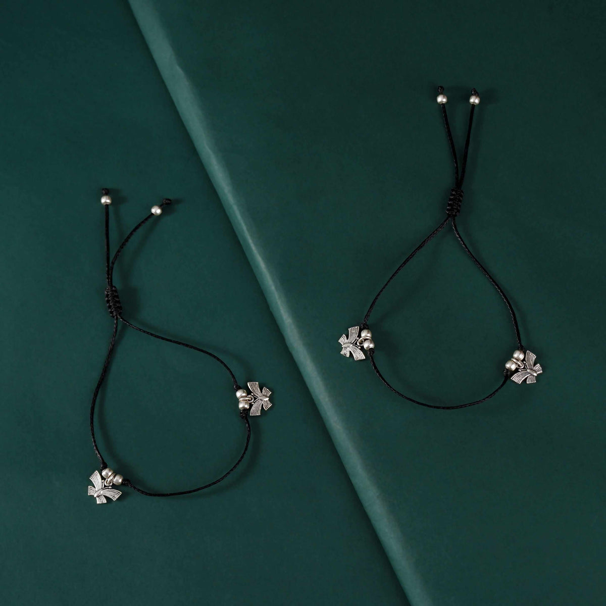 Minimalist 92.5 Silver Butterfly Anklet Pair by Tavya Jewellery - front view