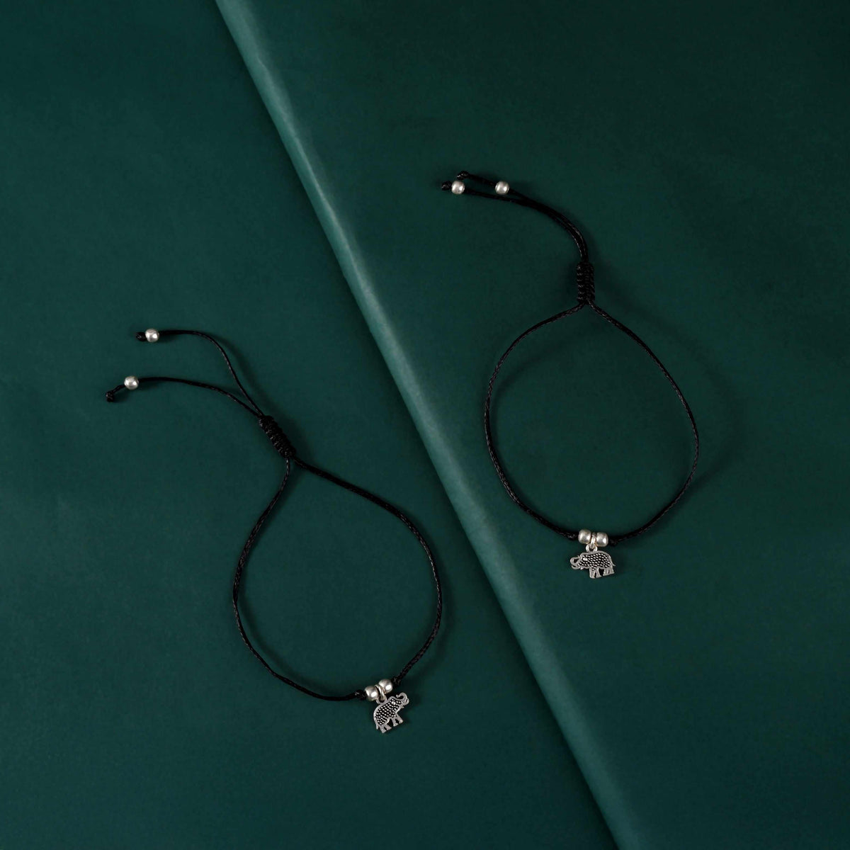 Silver Elephant Charm Anklets by Tavya Jewellery - front view