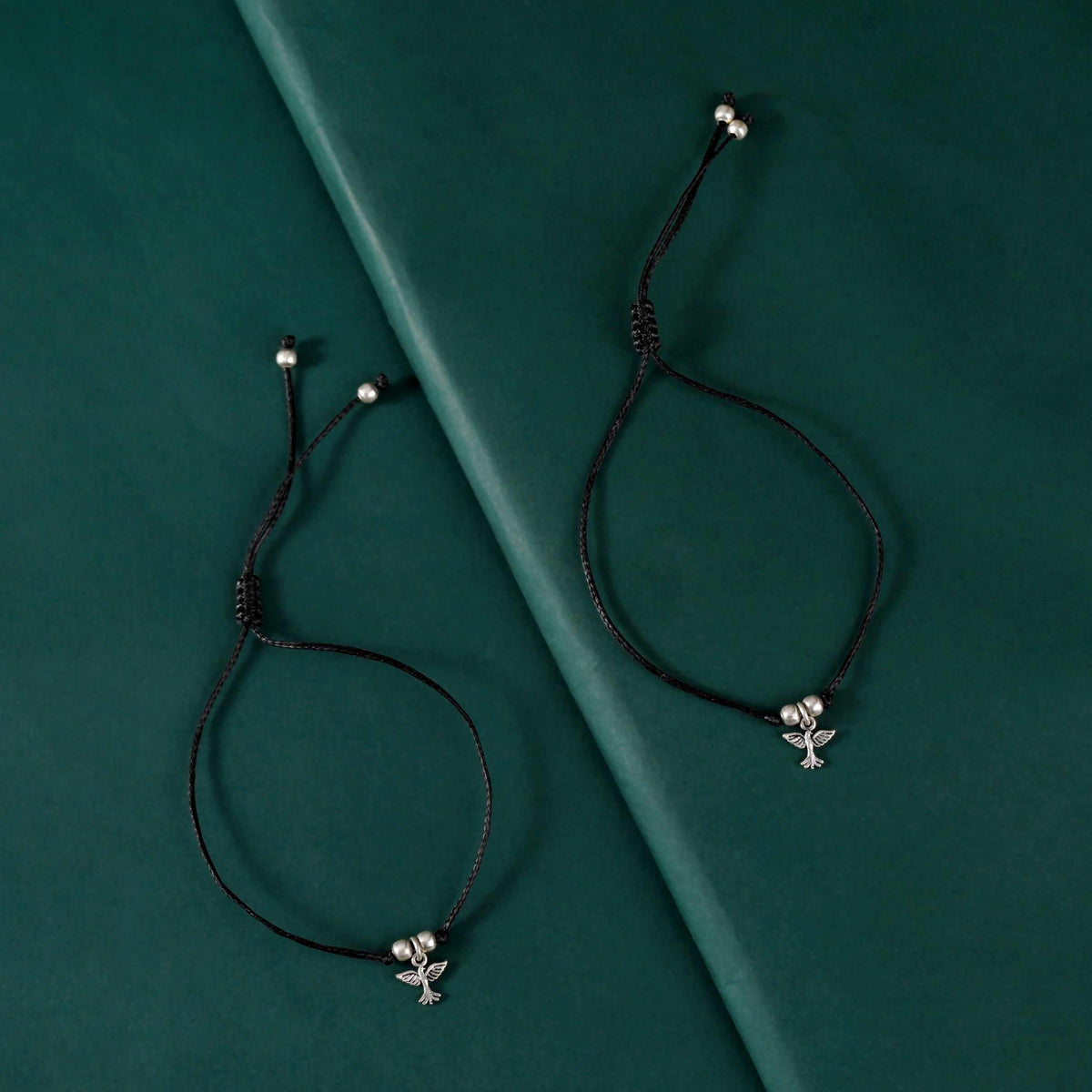 Silver Bird Charm Anklet by Tavya Jewellery - front view