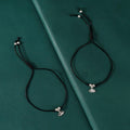 Silver Lotus Harmony Anklet Pair by Tavya Jewellery - front view