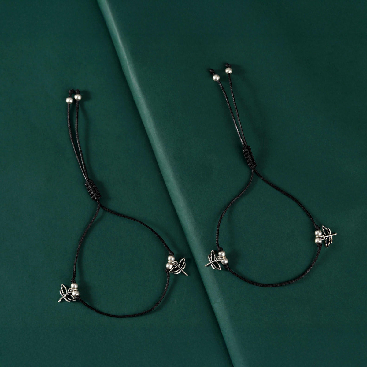 Silver Dragonfly Charm Anklets by Tavya Jewellery - front view